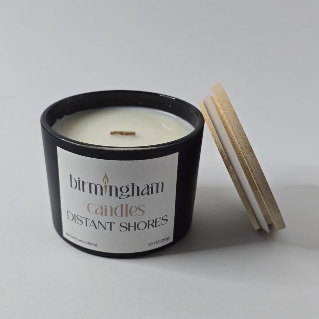 Distant Shores Para-Soy Candle – Jasmine & Soft Wood Fragrance – Birmingham Candles